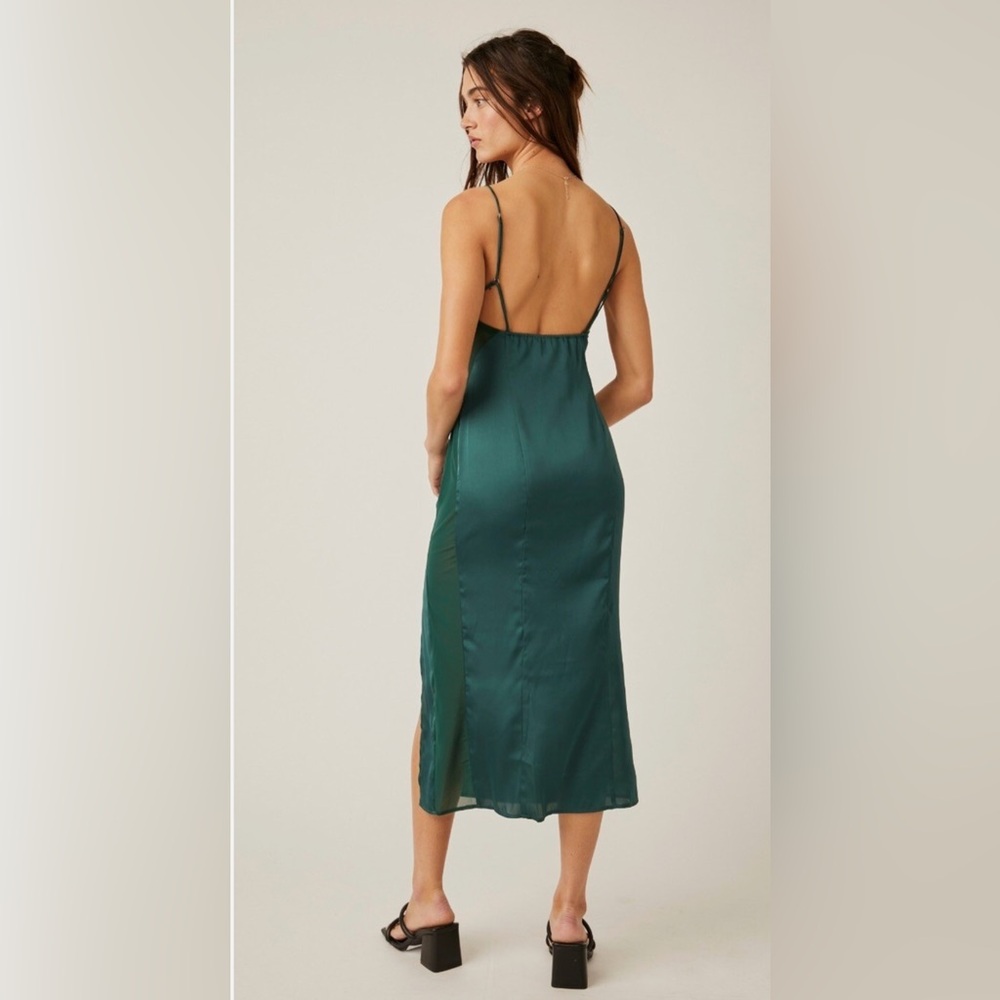 NWT Free People City Cool Evergreen Slip Dress Medium Mesh